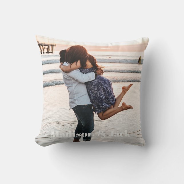 Modern Minimal Custom Photo and Names Cushion (Front)