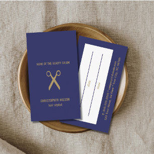 Modern Minimal Dark Blue Faux Gold Appointment Card