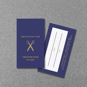 Modern Minimal Dark Blue Faux Gold Appointment Card