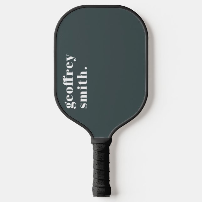 Modern Minimal Dark Custom Name Pickleball Paddle (Front)