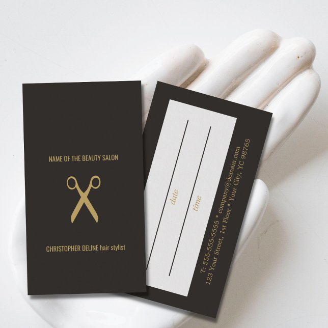 Modern Minimal Dark Faux Gold Appointment Card (Creator Uploaded)