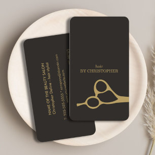Modern Minimal Dark Faux Gold Hair Stylist Business Card