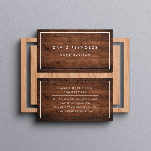 MODERN & MINIMAL DARK WOOD - CONSTRUCTION BUSINESS CARD (Creator Uploaded)