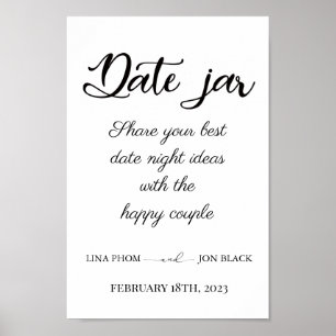 Modern Minimal Date Jar Bridal Shower Activity Poster