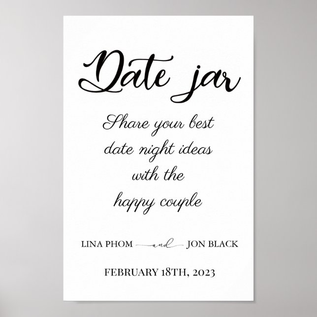 Modern Minimal Date Jar Bridal Shower Activity  Poster (Front)