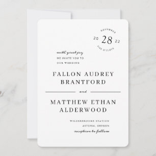 Modern Minimal Date Seal Wedding Invitation