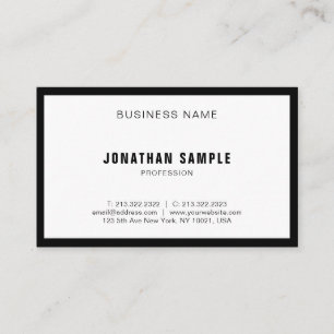 Modern Minimal Design Elegant Black White BW Plain Business Card