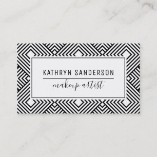 MODERN MINIMAL DIAMOND pattern simple black white Business Card