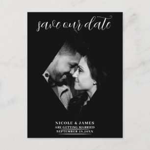 Modern Minimal Diamond Photo Wedding Save the Date Announcement Postcard