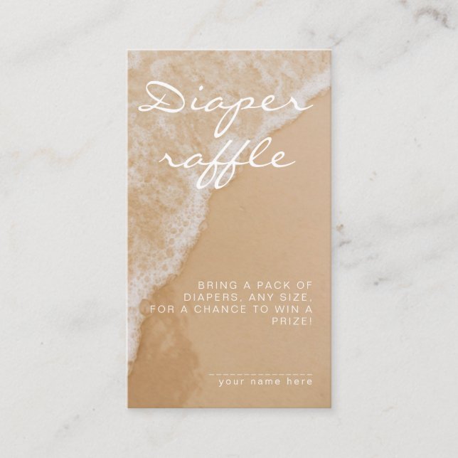 Modern Minimal Diaper Raffle Beach Baby Shower Enclosure Card (Front)