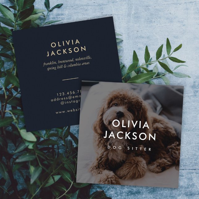 Modern Minimal Dog Sitter Trainer Dog Sitter Square Business Card (Creator Uploaded)