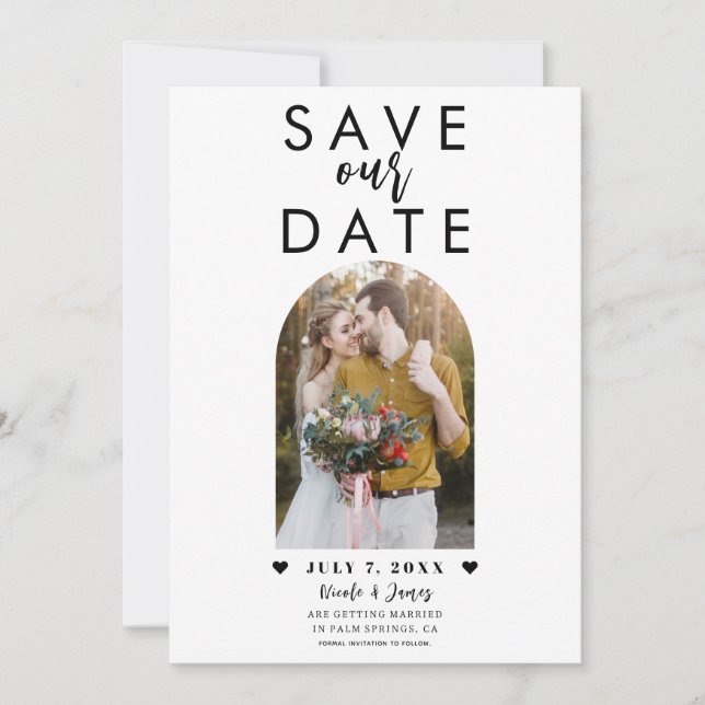 Modern Minimal Dome Photo Wedding Save the Date Invitation (Front)