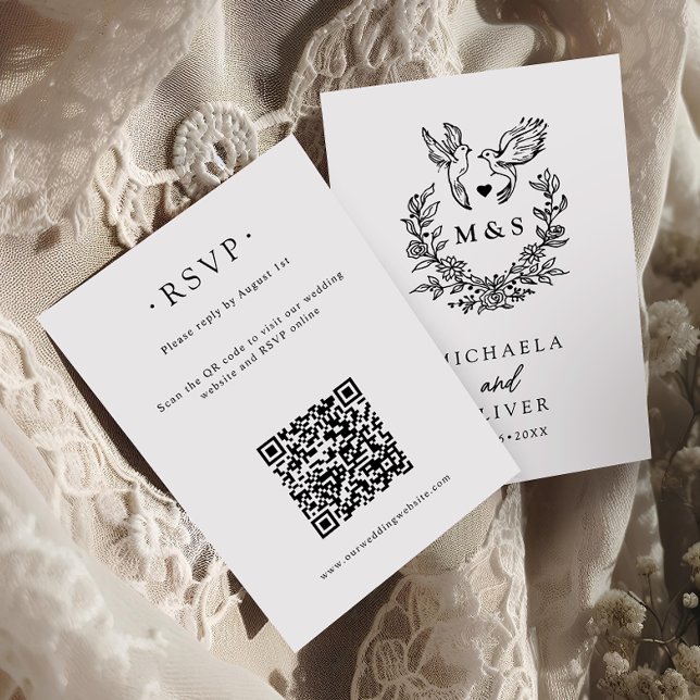 Modern Minimal Doves & Script Wedding Online RSVP Card (Creator Uploaded)
