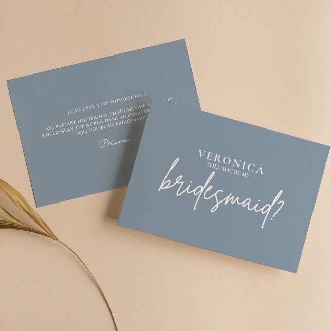 Modern Minimal Dusty Blue Bridesmaid Proposal Card (Creator Uploaded)