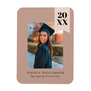 Modern Minimal Dusty Pink Ribbon Graduation Photo Magnet