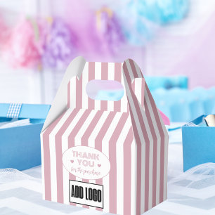 Modern Minimal Dusty Pink Stripes Business Logo  Favour Box