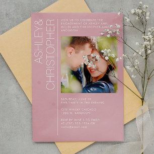 Modern Minimal Dusty Rose Engagement Party Photo Invitation