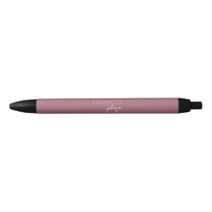 Modern Minimal Dusty Rose Script Personalised Blue Ink Pen