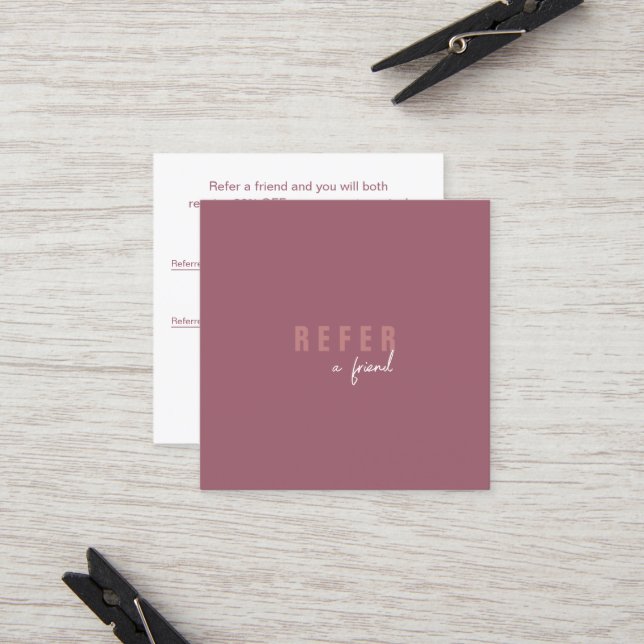 Modern Minimal Dusty Rose Simple Customer Referral Card (Front/Back In Situ)