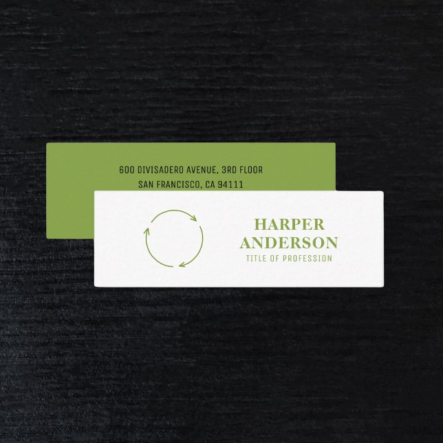 Modern Minimal Eco Recycling Mini |  Green Mini Business Card (Creator Uploaded)