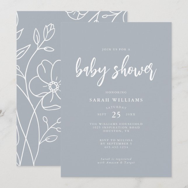 Modern Minimal Elegant Baby Shower | Invitation (Front/Back)