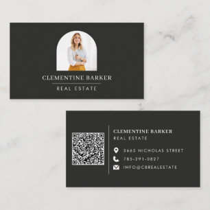 Modern minimal elegant beige simple arch photo business card
