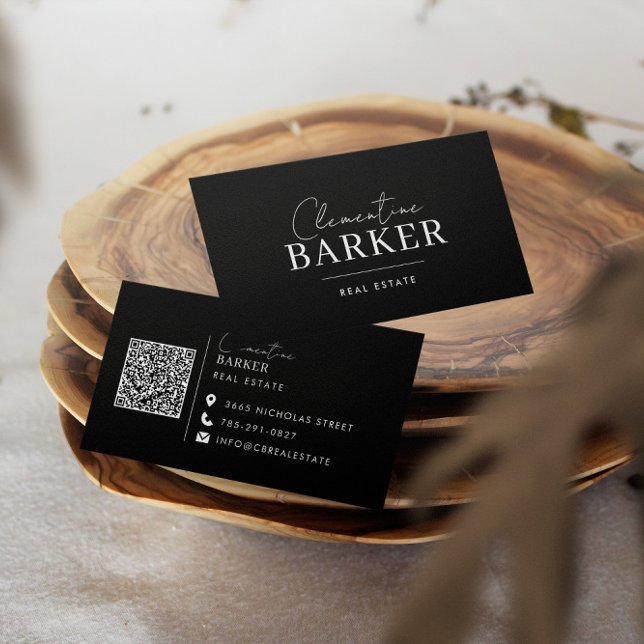 Modern minimal elegant black simple typography business card (Creator Uploaded)