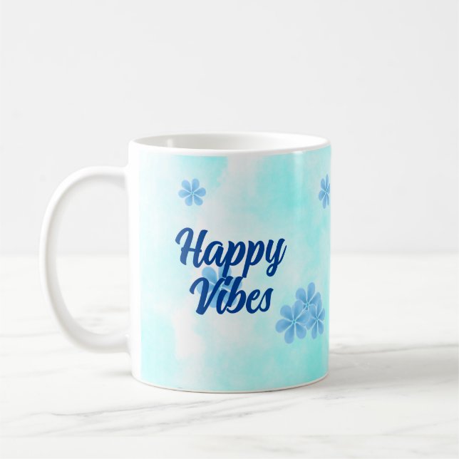 modern minimal elegant blue monogram  coffee mug (Left)
