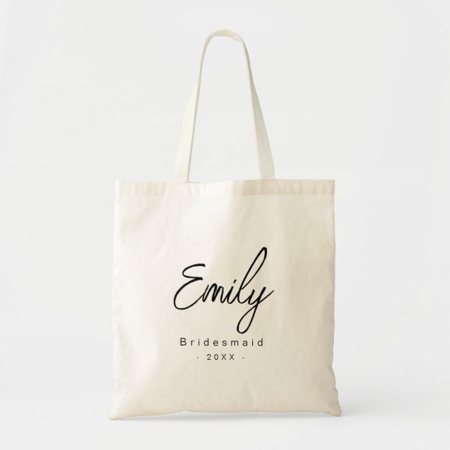 Modern Minimal Elegant Chic Bridesmaid Tote Bag (Front)