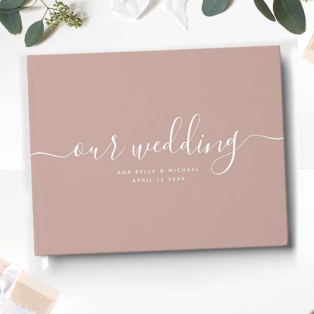 Modern Minimal Elegant Chic Dusty Blush Wedding Guest Book (Creator Uploaded)