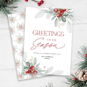 Modern Minimal Elegant Christmas Greenery  Holiday Card
