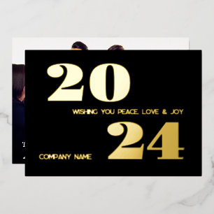 Modern minimal elegant, company name foil holiday card