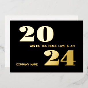 Modern minimal elegant, company name foil holiday card