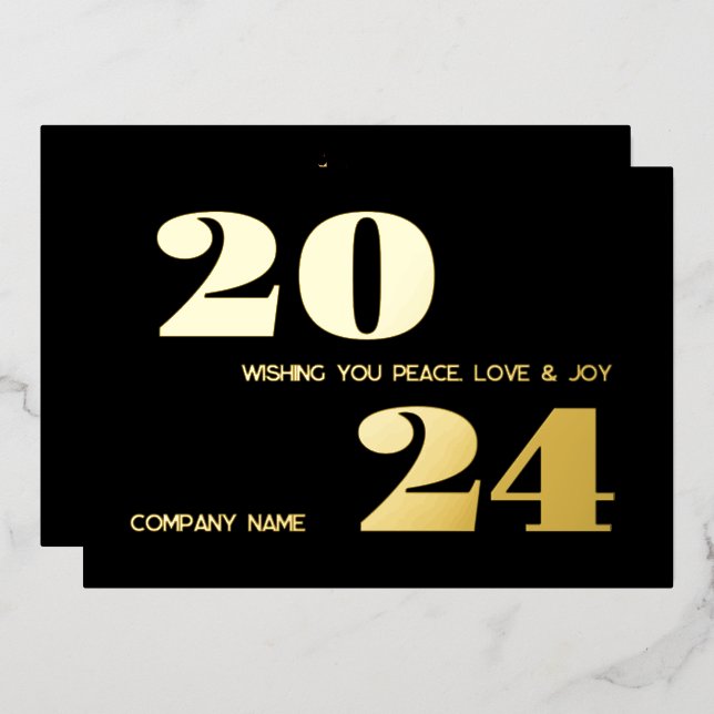 Modern minimal  elegant, company name foil holiday card (Front/Back)