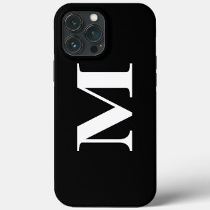 Modern Minimal Elegant Custom Black White Monogram iPhone 13 Pro Max Case