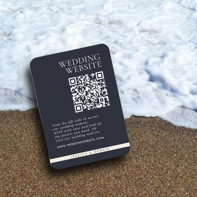 Modern Minimal Elegant Dark Navy QR code Wedding Enclosure Card (Creator Uploaded)