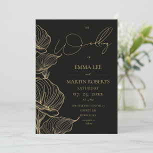 Modern Minimal Elegant Flower Wedding Invitation
