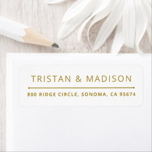 Modern Minimal Elegant Gold White Return Address Label