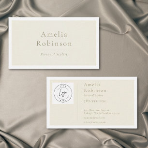 Modern Minimal Elegant Ivory Professional Logo Business Card