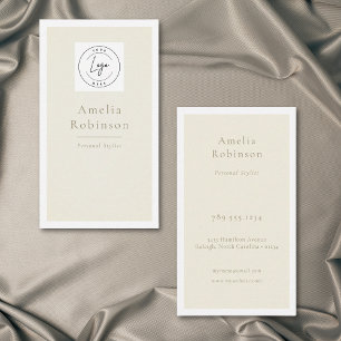 Modern Minimal Elegant Ivory Professional Logo Business Card