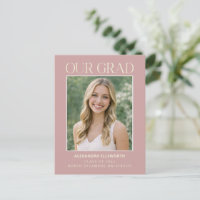 Modern Minimal Elegant Photo Blush Pink Graduation