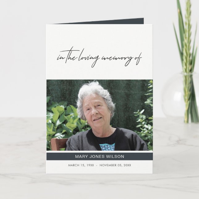 MODERN MINIMAL ELEGANT PHOTO SYMPATHY MEMORIAL THANK YOU CARD (Front)