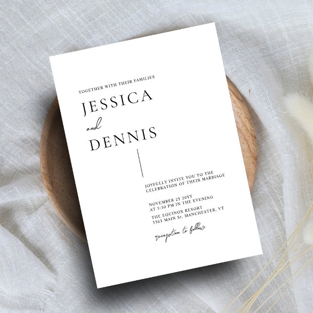 Modern Minimal Elegant Script B&W Wedding Invitation (Creator Uploaded)