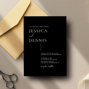 Modern Minimal Elegant Script B&W Wedding Invitation
