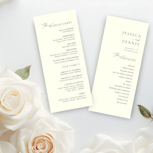 Modern Minimal Elegant Script Chic Wedding Program