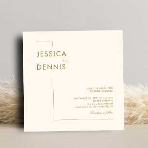 Modern Minimal Elegant Script Copper Square Wedd Invitation