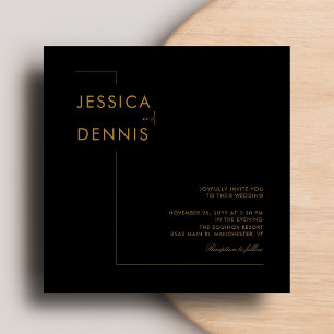 Modern Minimal Elegant Script Copper Square Weddin Invitation