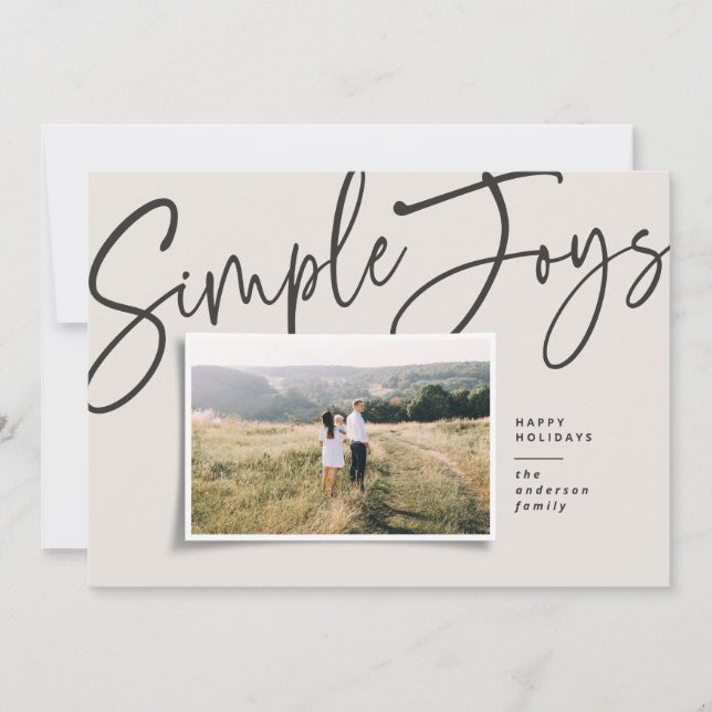 Modern, minimal elegant script holiday photo card (Front)