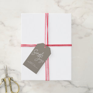 Modern, minimal elegant script holiday photo gift tags