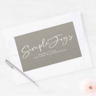 Modern, minimal elegant script holiday photo rectangular sticker